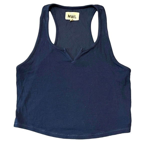 Madewell Ribbed Crop Racer Back Tank Top. Blue Size S #845 - Picture 1 of 5